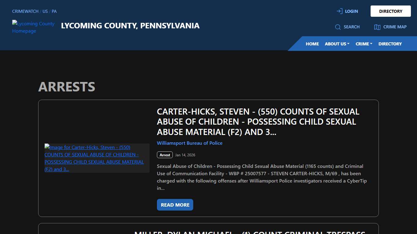 Arrests for Lycoming County, Pennsylvania CRIMEWATCH